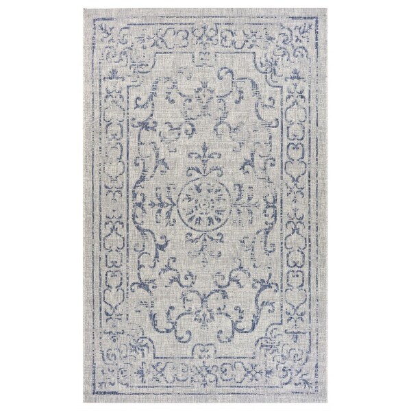 Homeroots 8 x 10 ft. Blue Ornate Indoor & Outdoor Area Rug 396243 - main